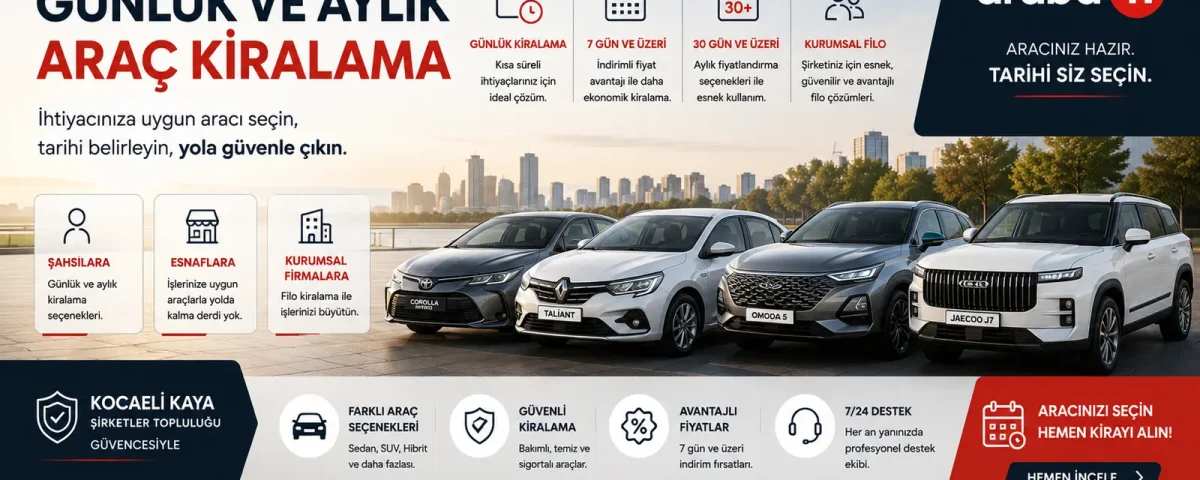 Kocaeli günlük araç kiralama