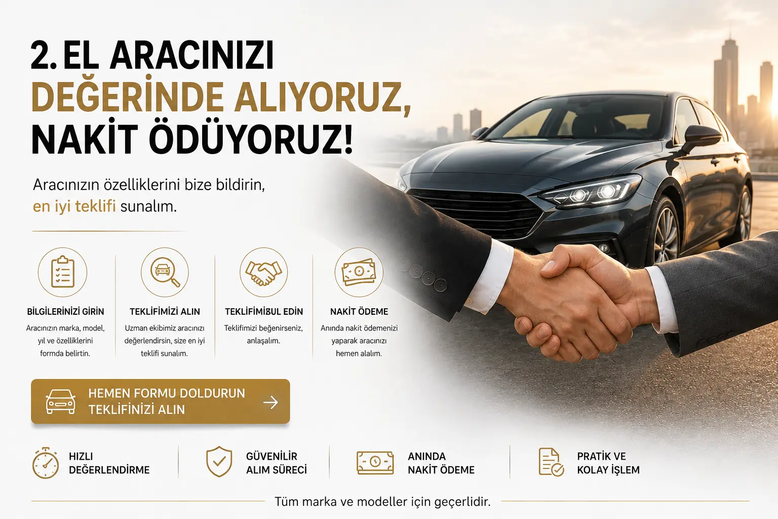2. el aracınızı değerinde alıyoruz, nakit ödüyoruz