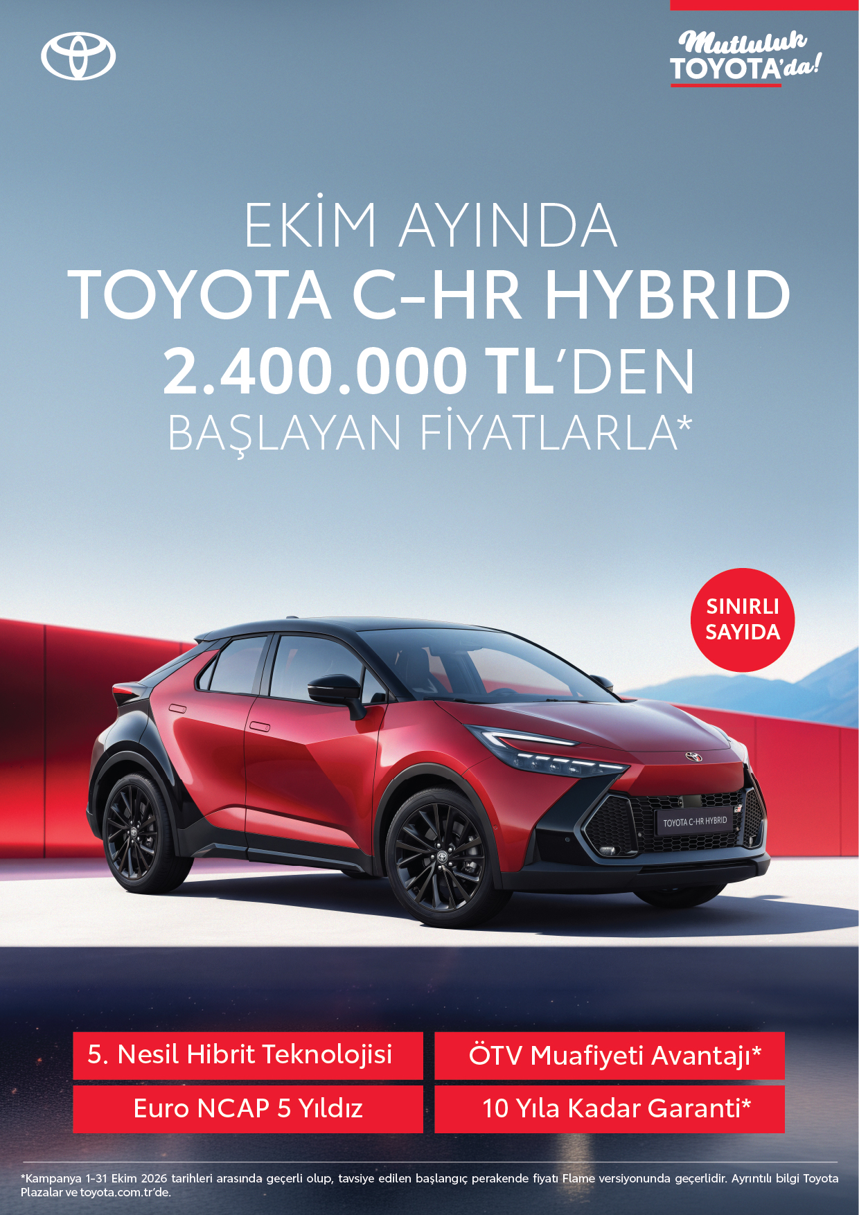 Ekim Ayında Toyota C-HR Hybrid 2.400.000 TL'den Başlayan Fiyatlarla, Sınırlı Sayıda — Toyota Plaza Kocaeli Kaya